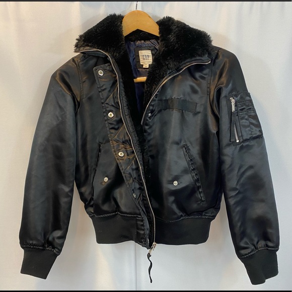 gap faux fur bomber jacket